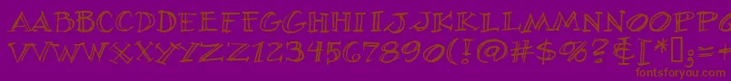 VillageIdiotBb-Schriftart – Braune Schriften auf violettem Hintergrund