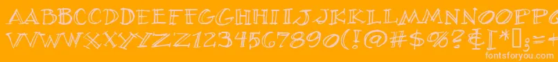 VillageIdiotBb-Schriftart – Rosa Schriften auf orangefarbenem Hintergrund