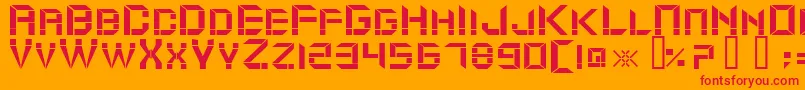ModuldamaRegular-Schriftart – Rote Schriften auf orangefarbenem Hintergrund