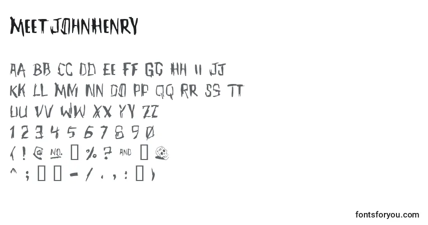 A fonte MeetJohnHenry – alfabeto, números, caracteres especiais