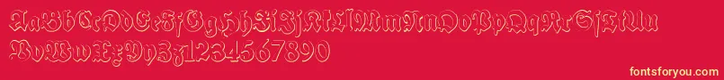 SchneidlerHalbFetteBeveledFree Font – Yellow Fonts on Red Background