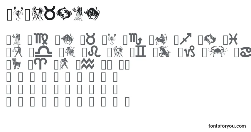 Schriftart Gezodiac – Alphabet, Zahlen, spezielle Symbole