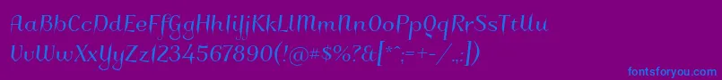 Charakterny-Schriftart – Blaue Schriften auf violettem Hintergrund