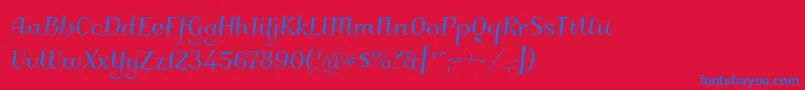 Charakterny-Schriftart – Blaue Schriften auf rotem Hintergrund