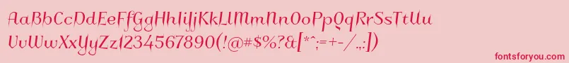 Charakterny-Schriftart – Rote Schriften auf rosa Hintergrund