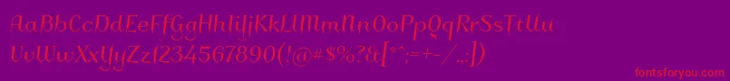 Charakterny-Schriftart – Rote Schriften auf violettem Hintergrund