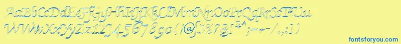 KlHkursive3OlDb Font – Blue Fonts on Yellow Background