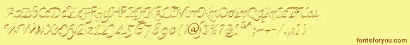 KlHkursive3OlDb-Schriftart – Braune Schriften auf gelbem Hintergrund