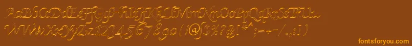 Police KlHkursive3OlDb – polices orange sur fond brun