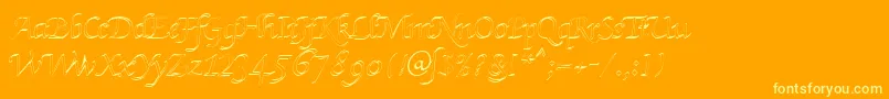 KlHkursive3OlDb-fontti – keltaiset fontit oranssilla taustalla