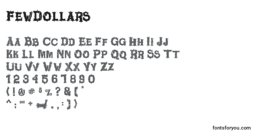 Schriftart FewDollars – Alphabet, Zahlen, spezielle Symbole