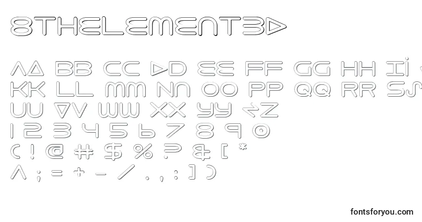 8thelement3D-fontti – aakkoset, numerot, erikoismerkit