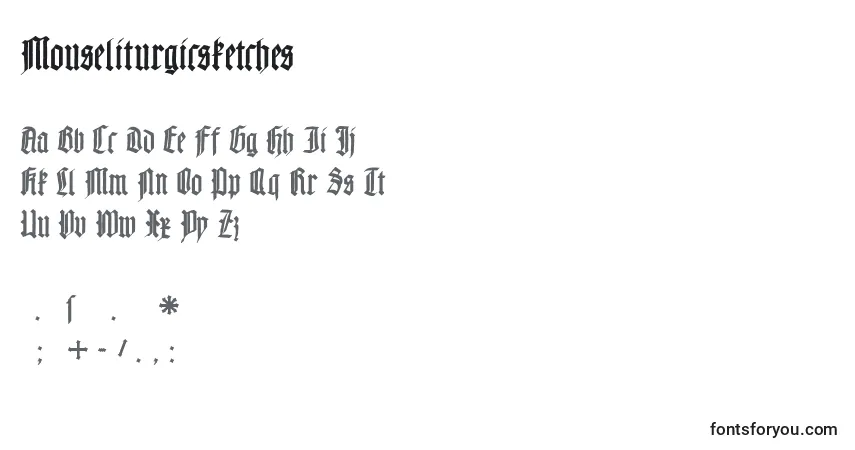 Mouseliturgicsketches-fontti – aakkoset, numerot, erikoismerkit
