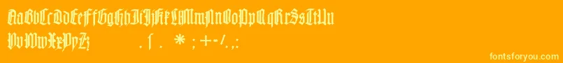 Mouseliturgicsketches-Schriftart – Gelbe Schriften auf orangefarbenem Hintergrund