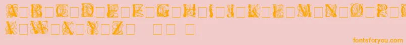 Elzevier-Schriftart – Orangefarbene Schriften auf rosa Hintergrund