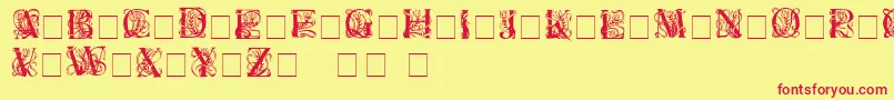 Elzevier-Schriftart – Rote Schriften auf gelbem Hintergrund