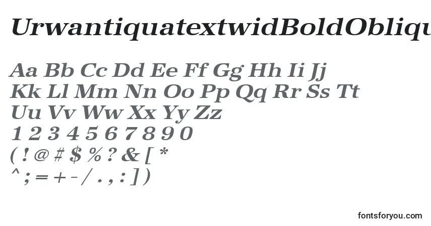 Schriftart UrwantiquatextwidBoldOblique – Alphabet, Zahlen, spezielle Symbole
