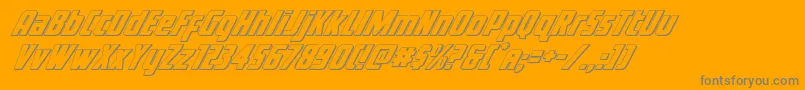 Voyagefant3D-Schriftart – Graue Schriften auf orangefarbenem Hintergrund