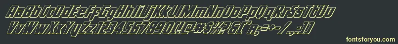 フォントVoyagefant3D – 黒い背景に黄色の文字