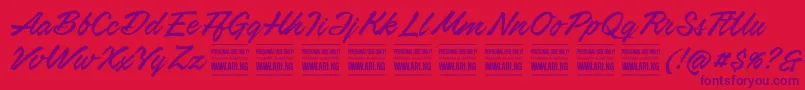 Fonte AirwaysPersonalUseOnly – fontes roxas em um fundo vermelho
