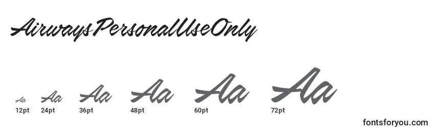 AirwaysPersonalUseOnly Font Sizes