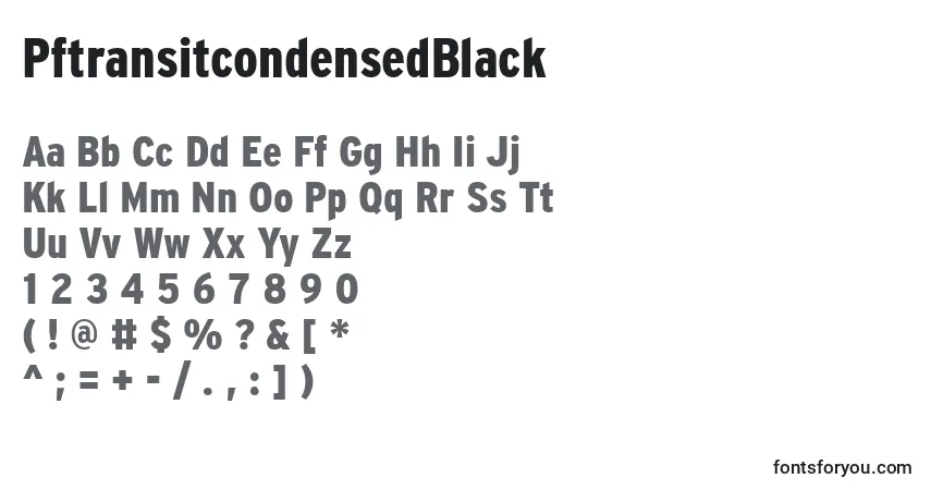 A fonte PftransitcondensedBlack – alfabeto, números, caracteres especiais