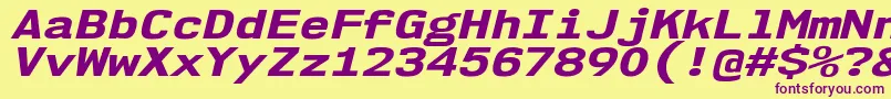 Nk57MonospaceExEbIt Font – Purple Fonts on Yellow Background