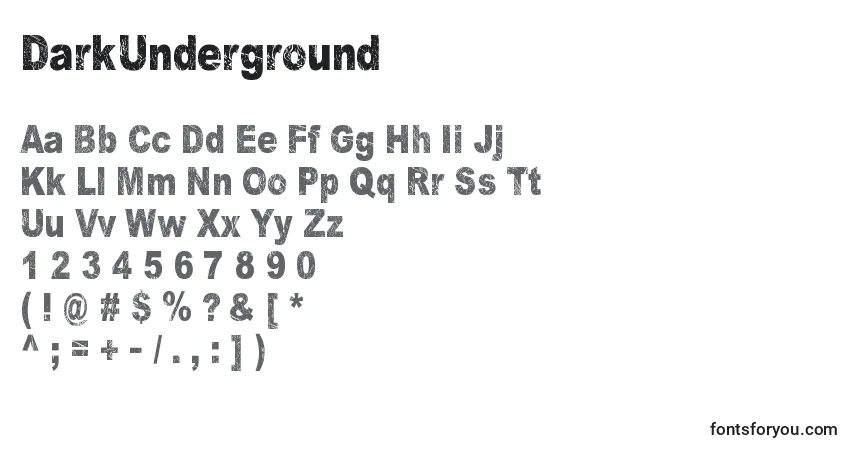 A fonte DarkUnderground – alfabeto, números, caracteres especiais
