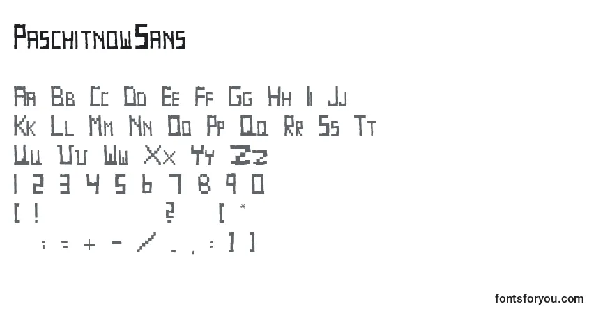 Schriftart PaschitnowSans – Alphabet, Zahlen, spezielle Symbole