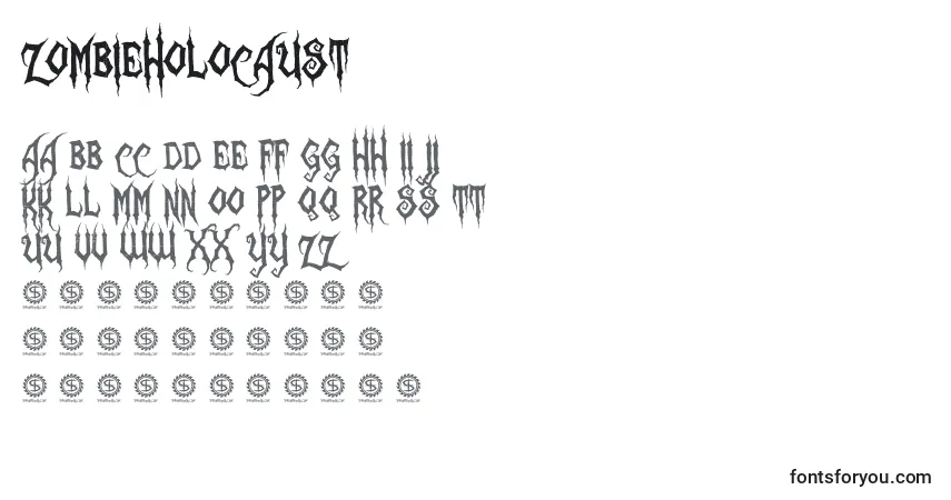Czcionka ZombieHolocaust – alfabet, cyfry, specjalne znaki