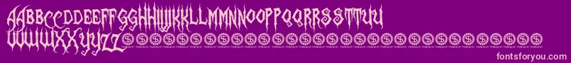 ZombieHolocaust-Schriftart – Rosa Schriften auf violettem Hintergrund