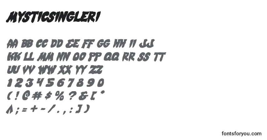 A fonte Mysticsingleri – alfabeto, números, caracteres especiais