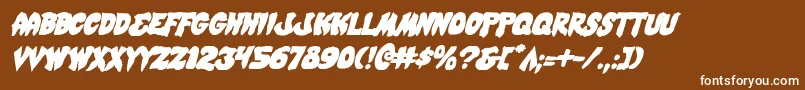 Mysticsingleri-Schriftart – Weiße Schriften auf braunem Hintergrund