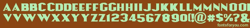 フォントLassooftruth – 緑色の文字が茶色の背景にあります。