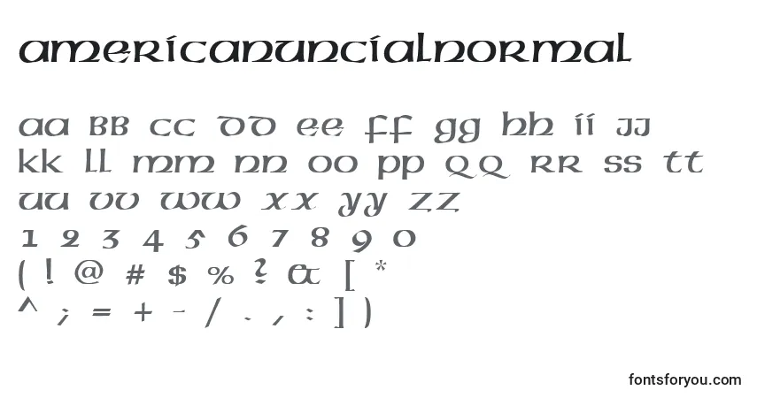 Schriftart AmericanUncialNormal – Alphabet, Zahlen, spezielle Symbole