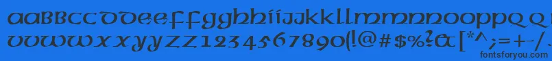 Шрифт AmericanUncialNormal – чёрные шрифты на синем фоне