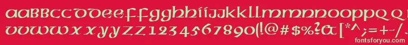 フォントAmericanUncialNormal – 赤い背景に緑の文字