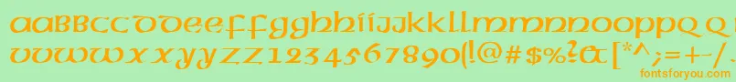 フォントAmericanUncialNormal – オレンジの文字が緑の背景にあります。