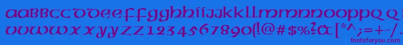 AmericanUncialNormal-Schriftart – Violette Schriften auf blauem Hintergrund