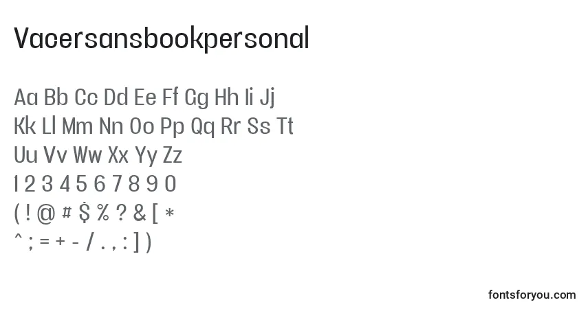 Schriftart Vacersansbookpersonal – Alphabet, Zahlen, spezielle Symbole