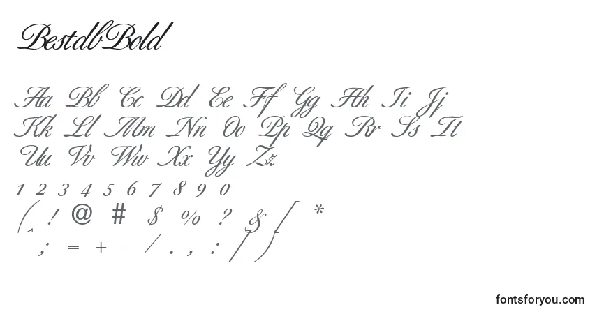 Czcionka BestdbBold – alfabet, cyfry, specjalne znaki