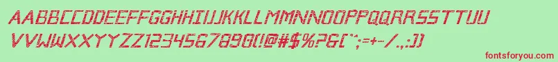 Brokencyborgboldital Font – Red Fonts on Green Background