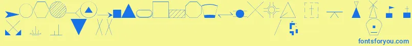Fonte EsriIglFont20 – fontes azuis em um fundo amarelo