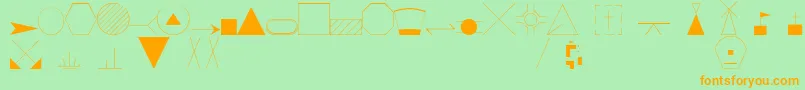 Fonte EsriIglFont20 – fontes laranjas em um fundo verde