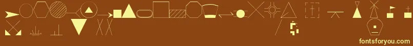 フォントEsriIglFont20 – 黄色のフォント、茶色の背景