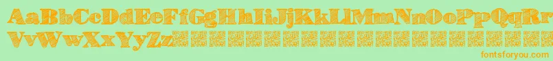 フォントHighlines – オレンジの文字が緑の背景にあります。
