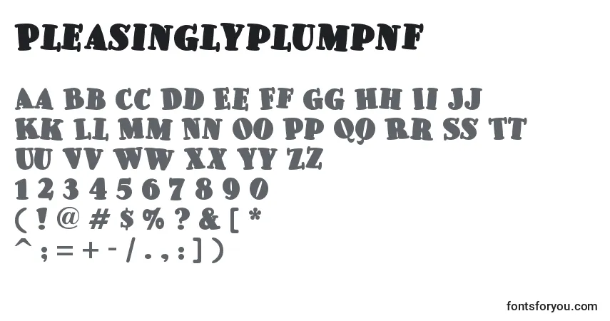 Шрифт Pleasinglyplumpnf (68972) – алфавит, цифры, специальные символы
