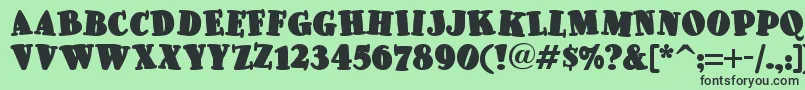 フォントPleasinglyplumpnf – 緑の背景に黒い文字