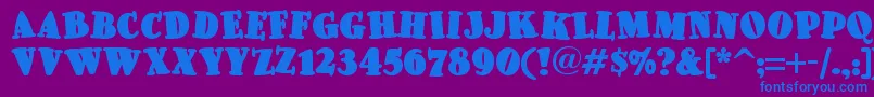 フォントPleasinglyplumpnf – 紫色の背景に青い文字