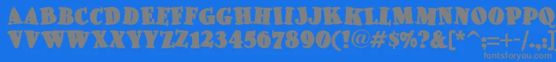 フォントPleasinglyplumpnf – 青い背景に灰色の文字